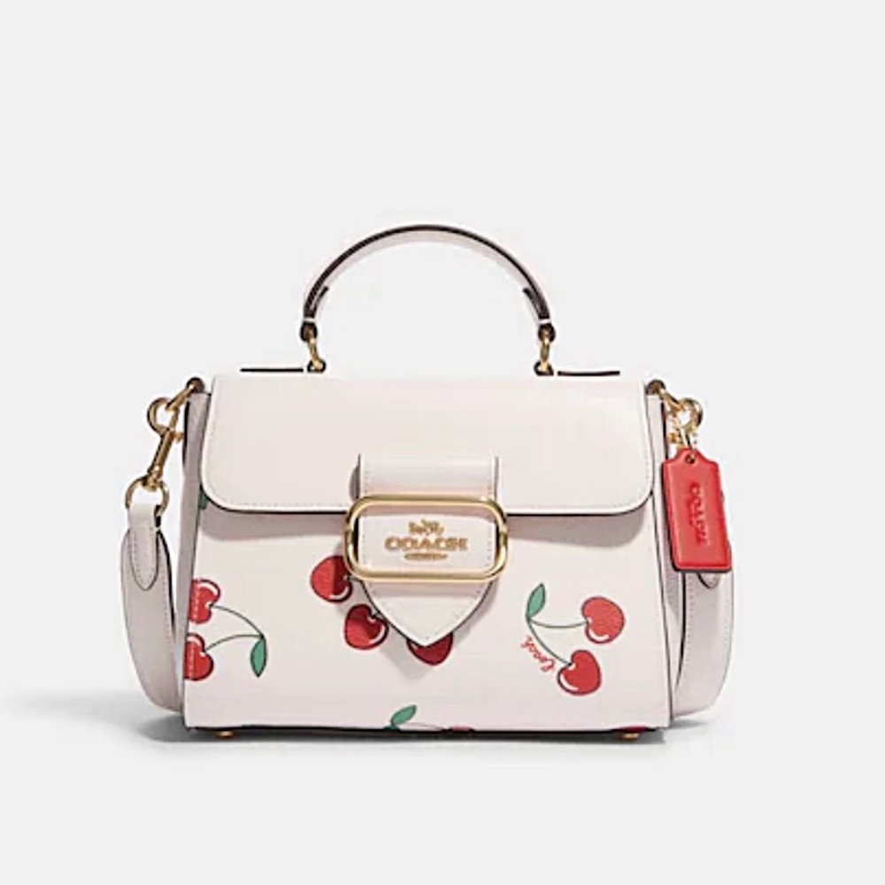 Morgan Top Handle Satchel With Heart Cherry Print